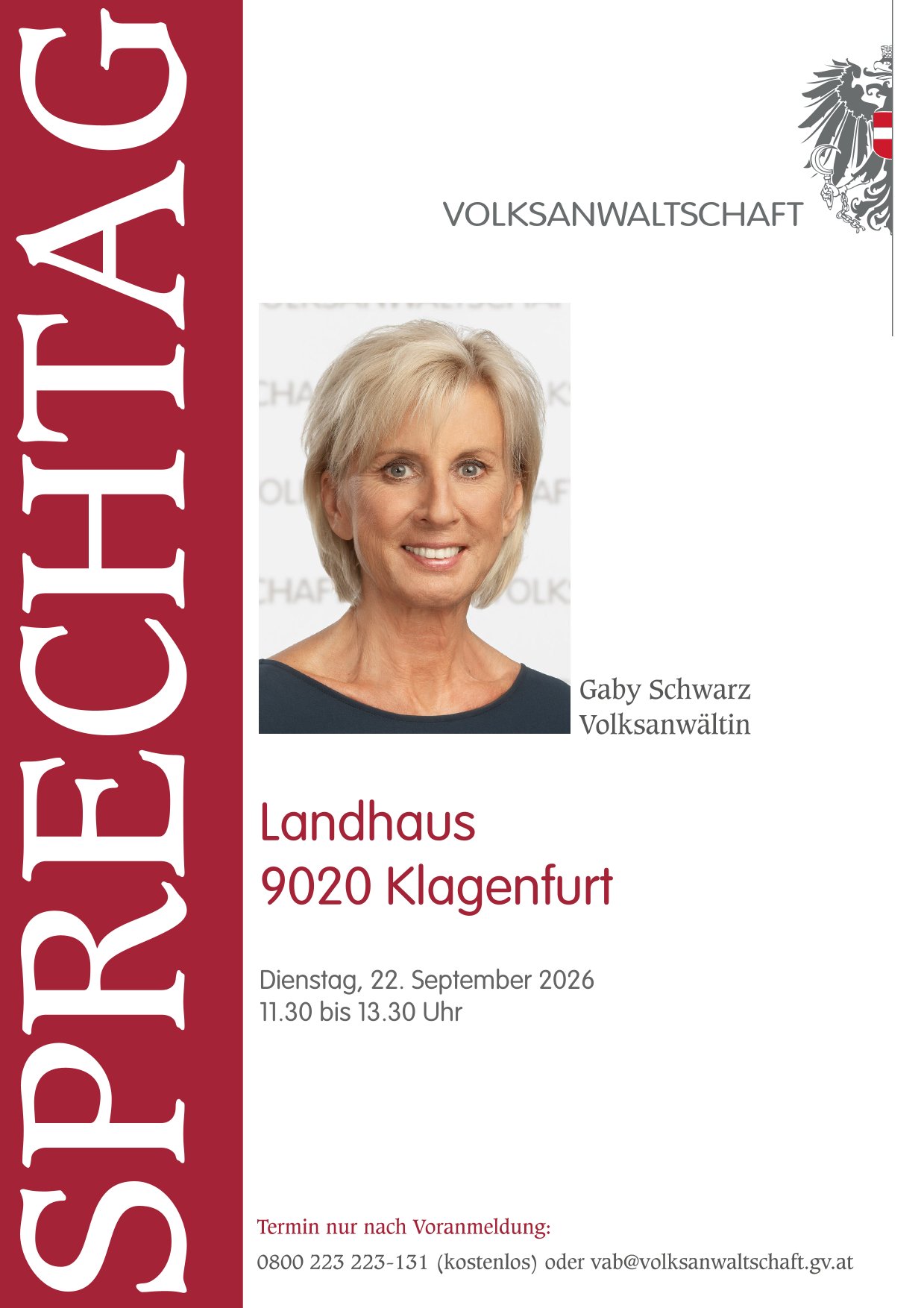 Sprechtag mit Volksanwältin Gaby Schwarz